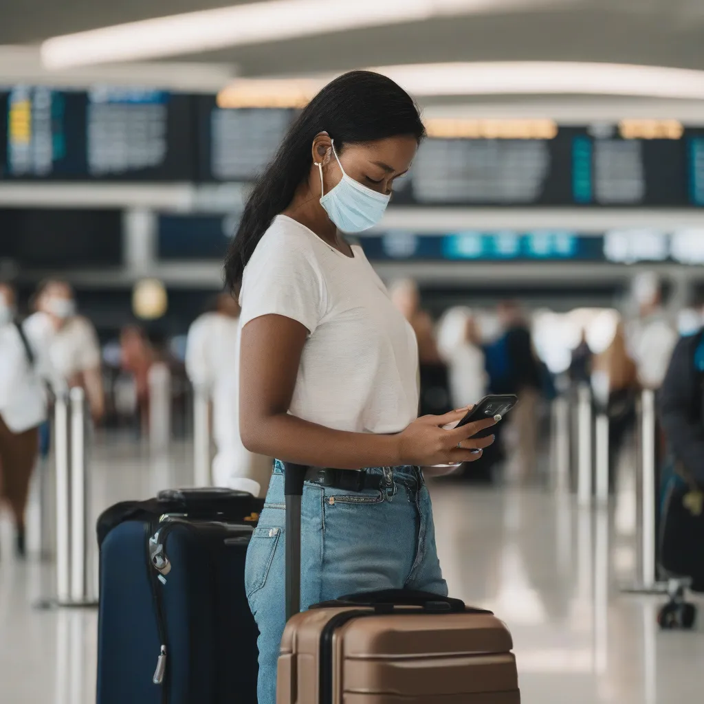 Woman Wearing Mask at Airport