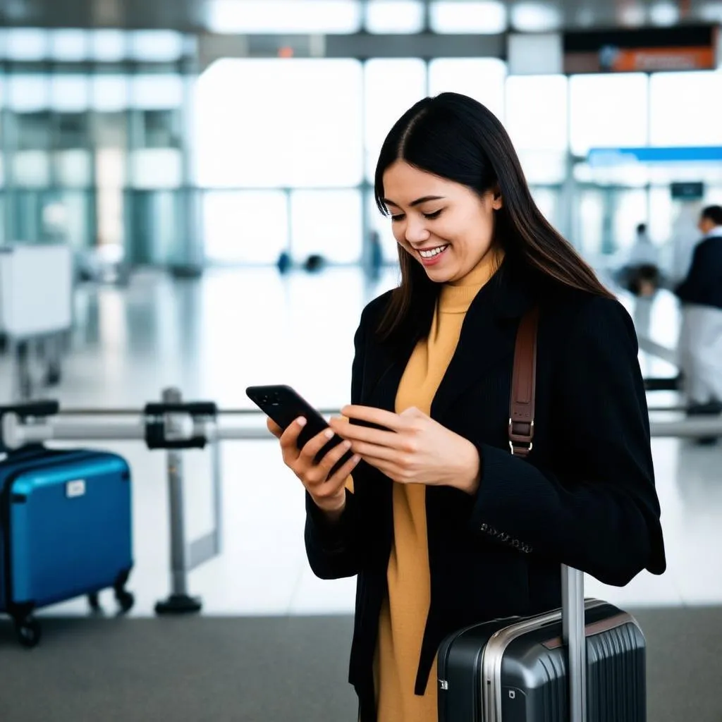 Woman with Suitcase at Airport