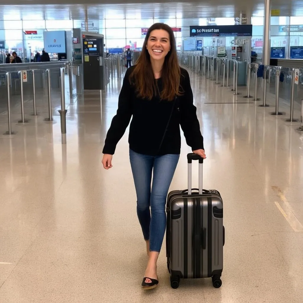 Woman with Suitcase at Airport