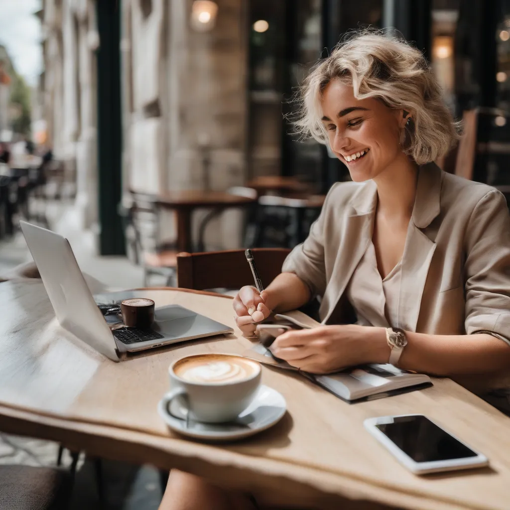 woman working at cafe