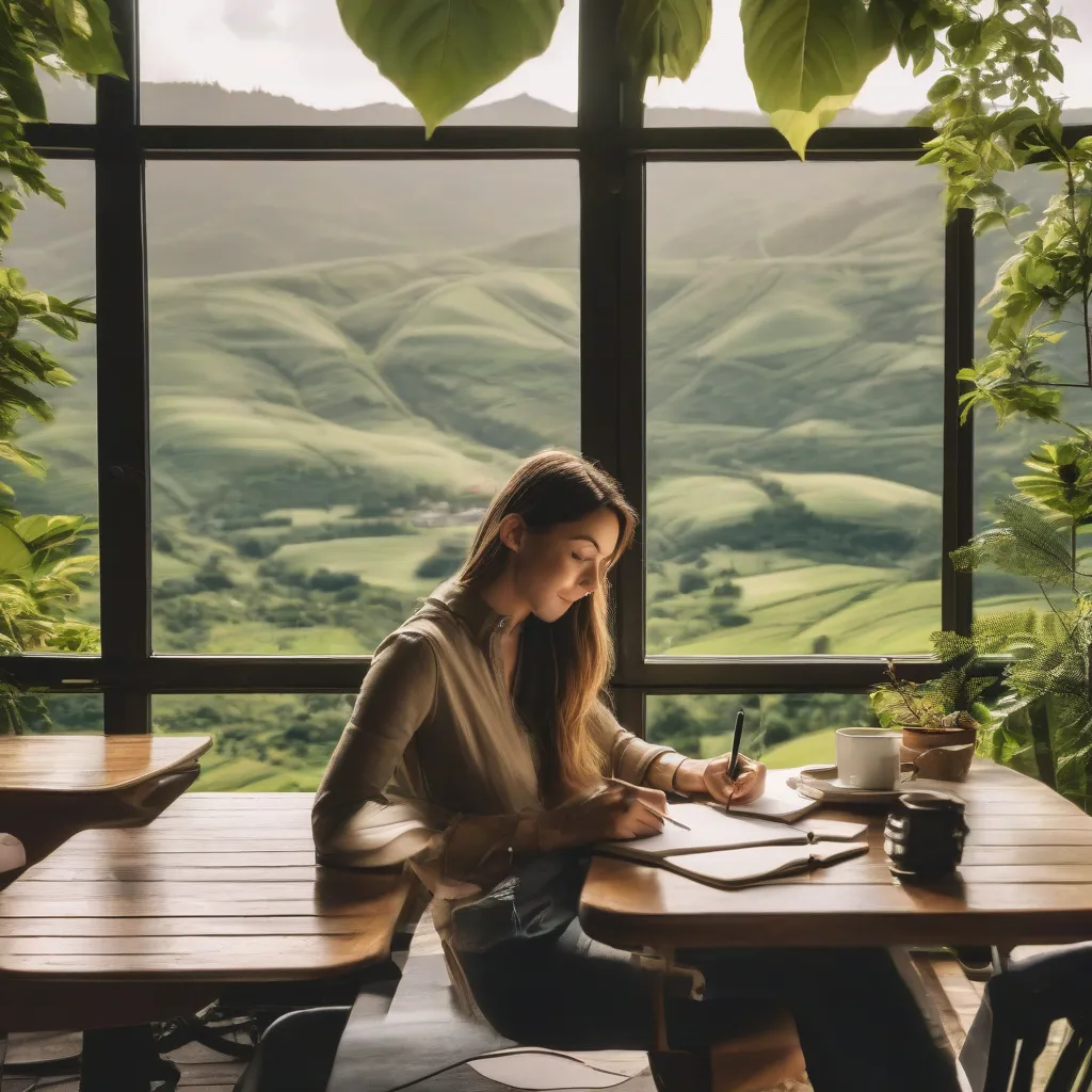 Woman Writing in a Travel Journal