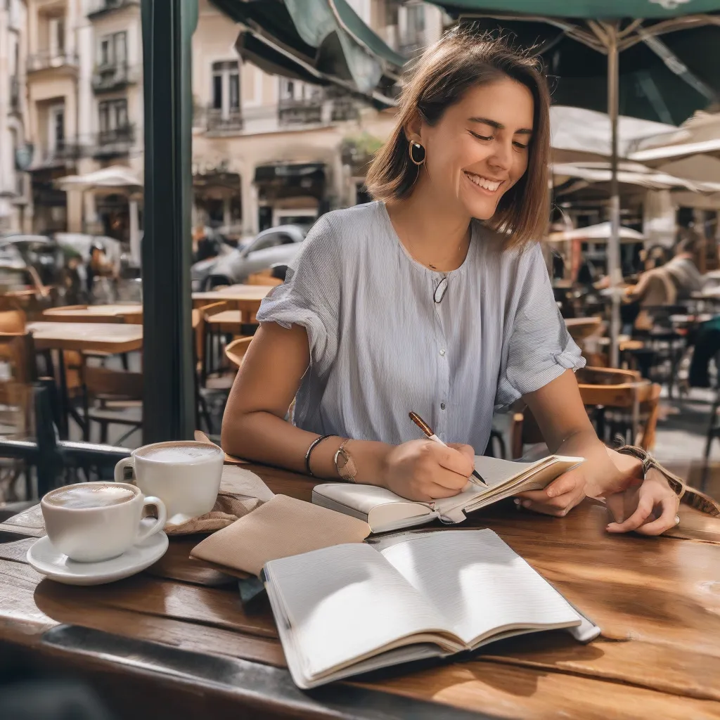  Woman Writing in Travel Journal