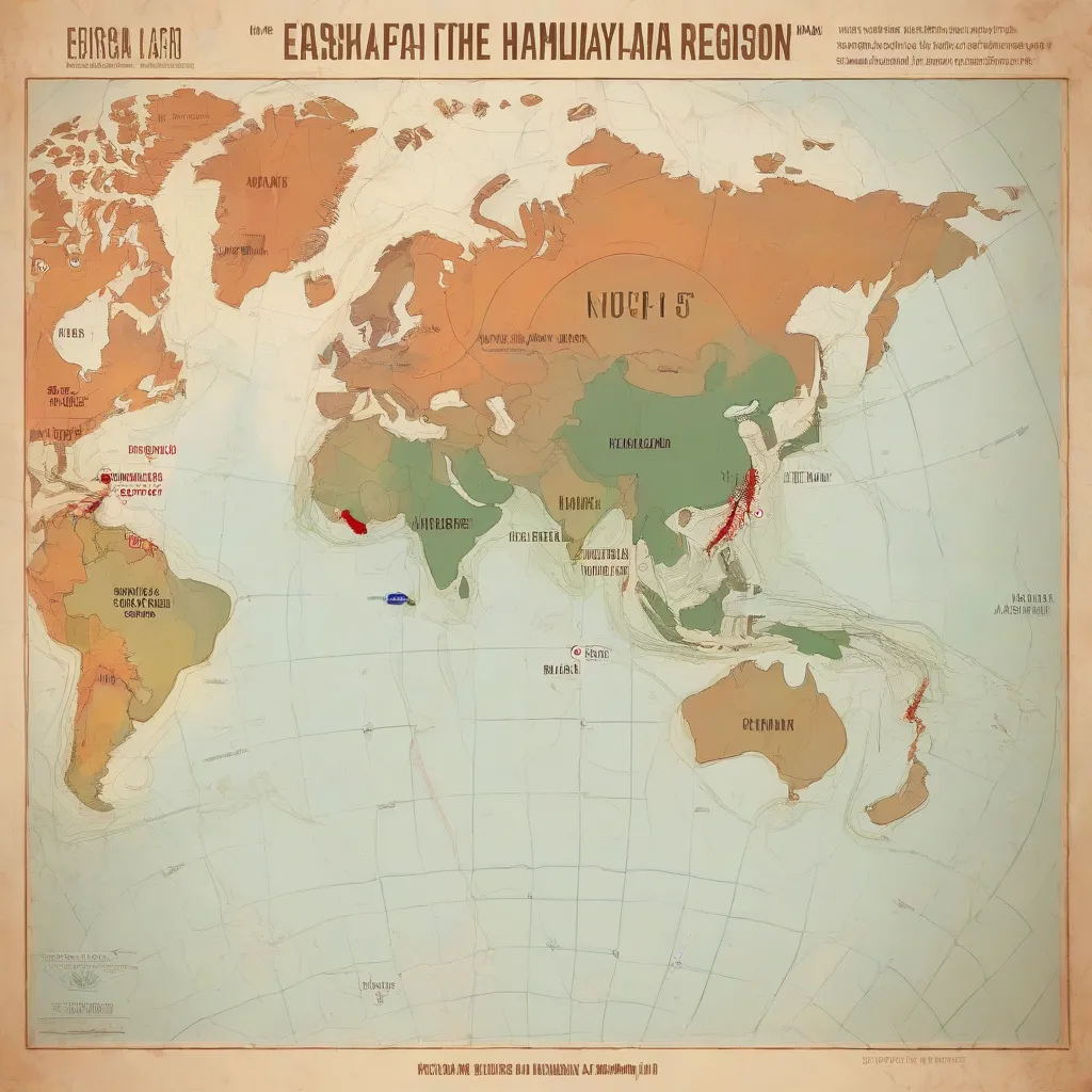 World Map Highlighting Earthquake Zones