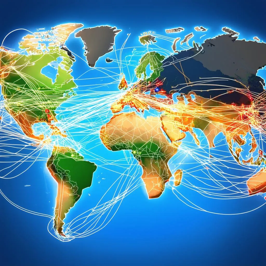 Map showing global destinations