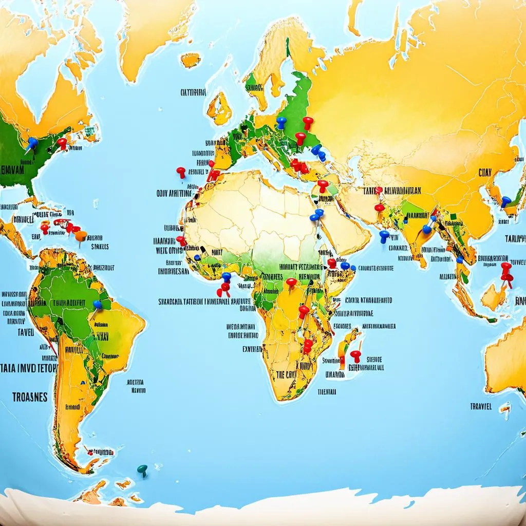 World Map with Pins