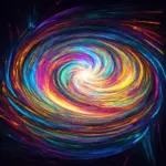 A swirling vortex of colors, representing a wormhole connecting different points in time.