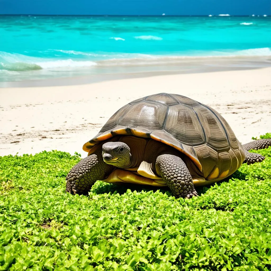 Aldabra Giant Tortoise in Seychelles