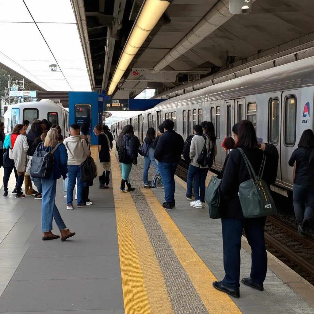 Passengers Waiting on a BART Platform