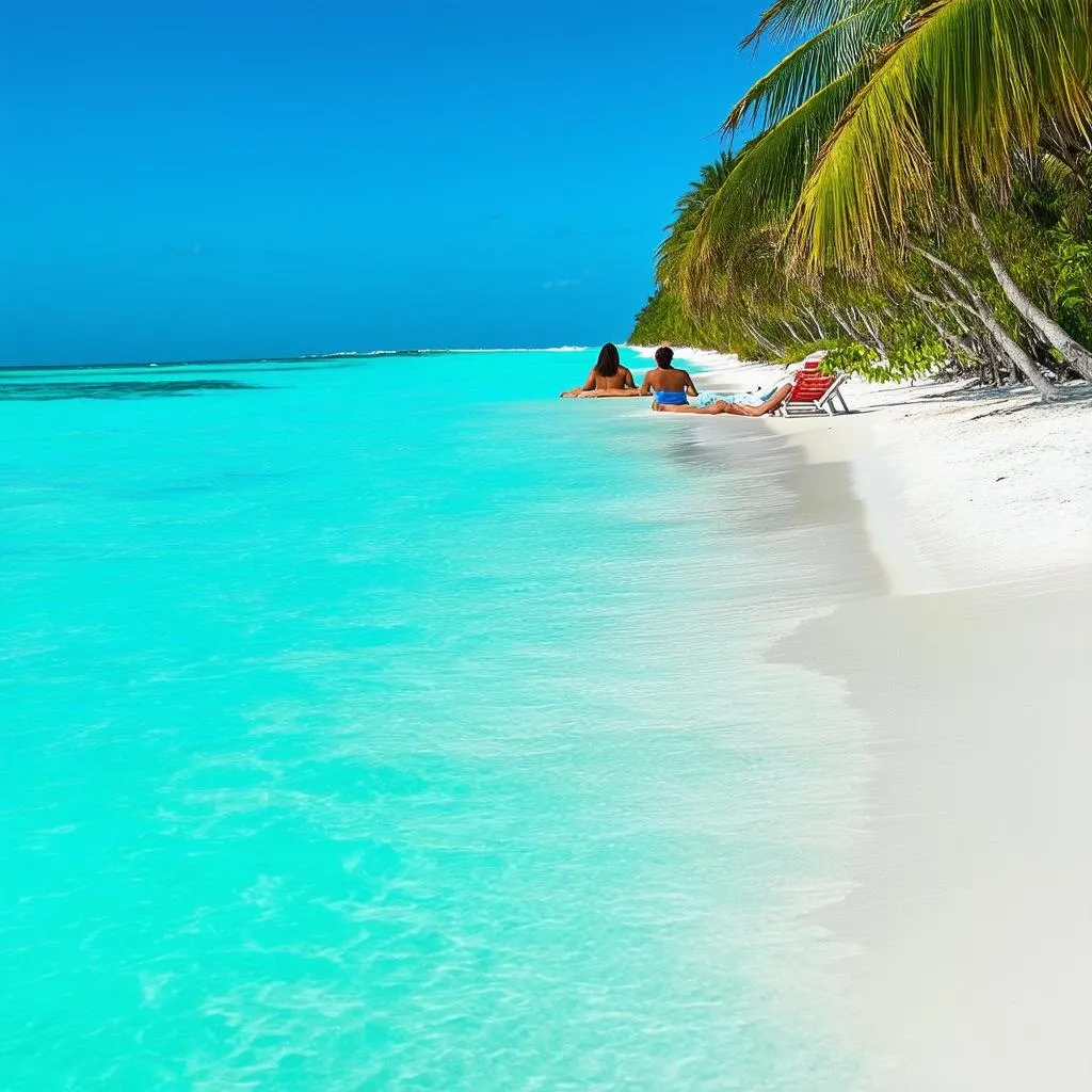 Couple Relaxing on a Secluded Beach