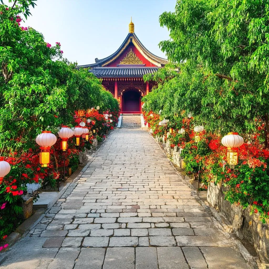 Serene walkway at Bai Dinh Pagoda