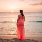 Pregnant Woman on Bali Beach