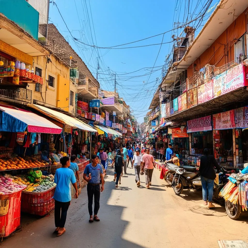 Vibrant shopping street in Bangalore