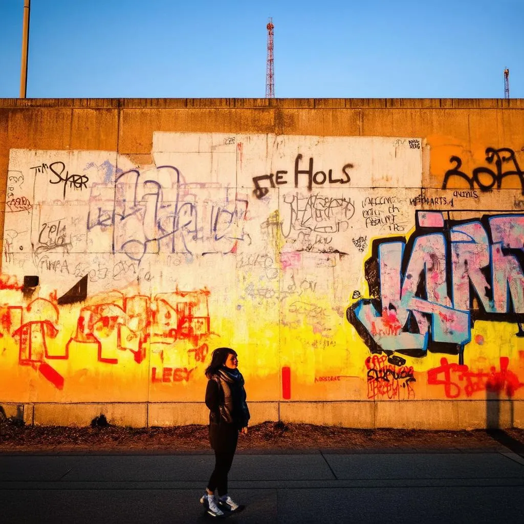 Berlin Wall at sunset