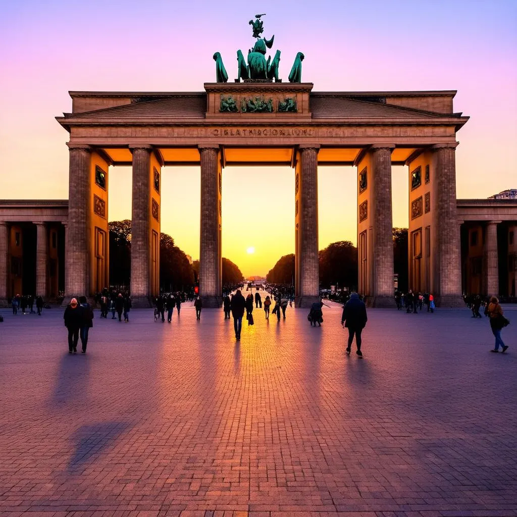 Berlin's Brandenburg Gate at sunset