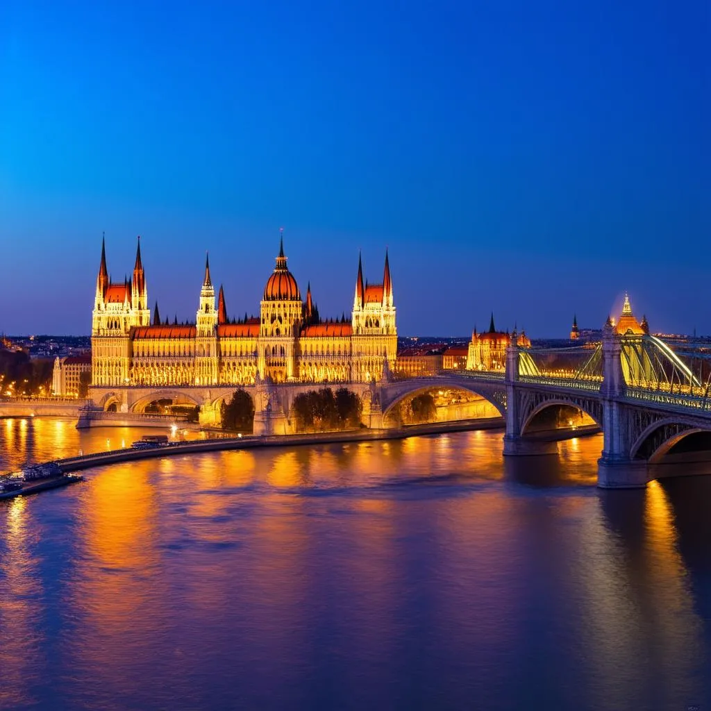 Budapest Parliament Building and Danube River