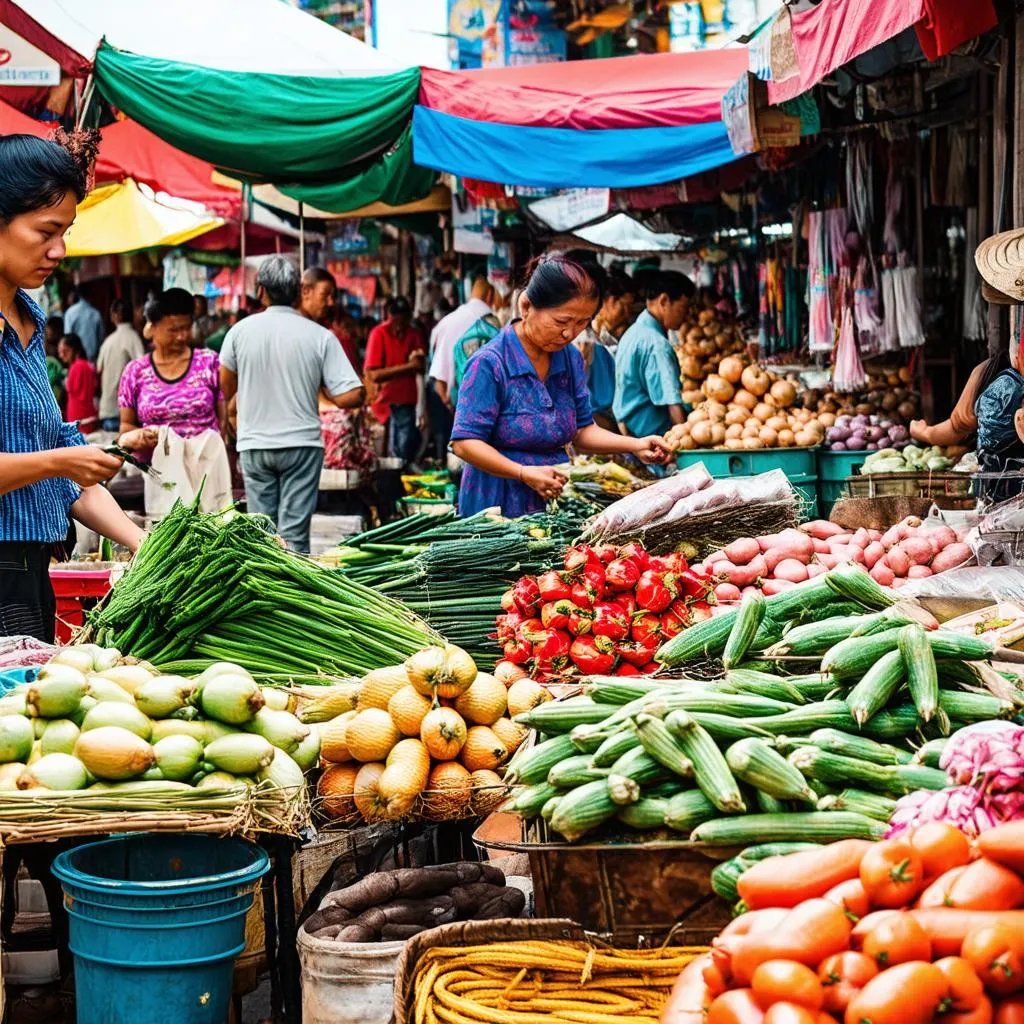 Bustling Market Scene