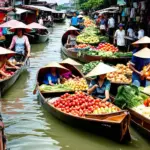 Bustling Cai Rang Floating Market in Vietnam