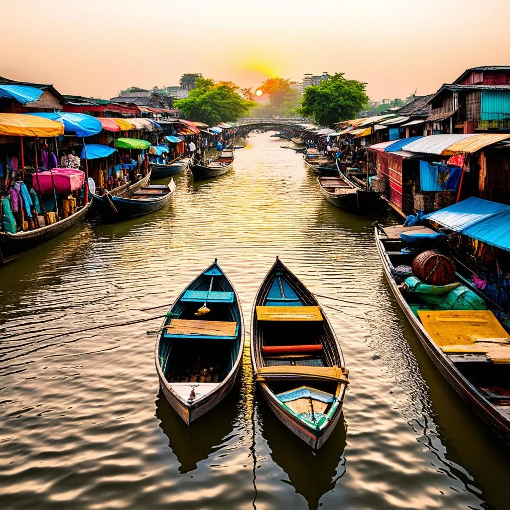 Cai Rang Floating Market at Sunrise