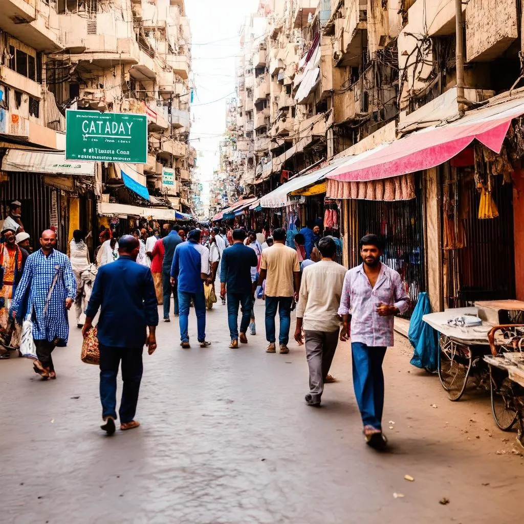 Bustling street in Cairo