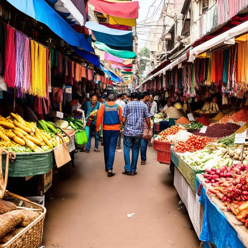 Bustling Market Scene