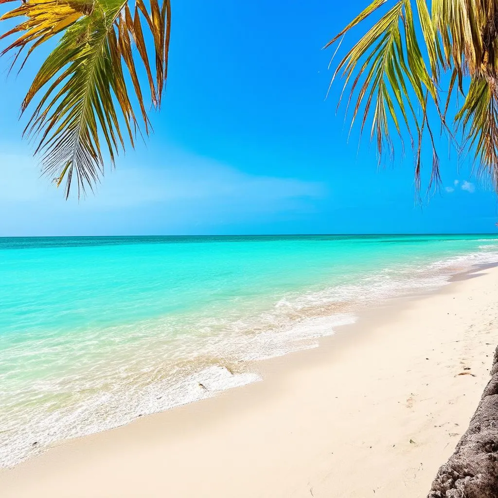 Tranquil beach scene in Cuba