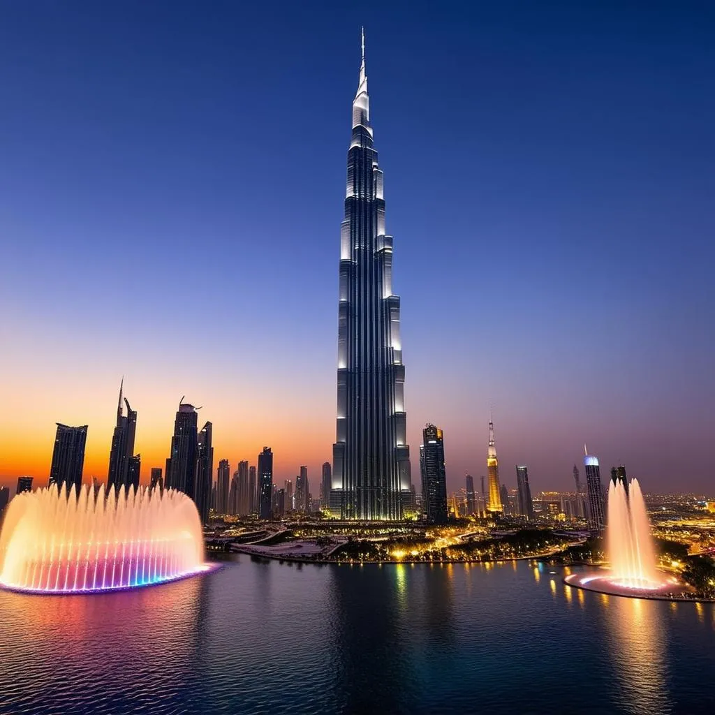 Dubai skyline at sunset