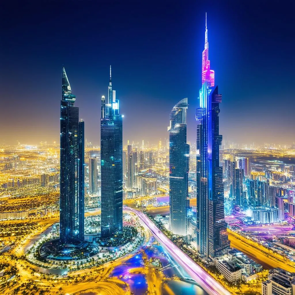 Dubai skyline at night