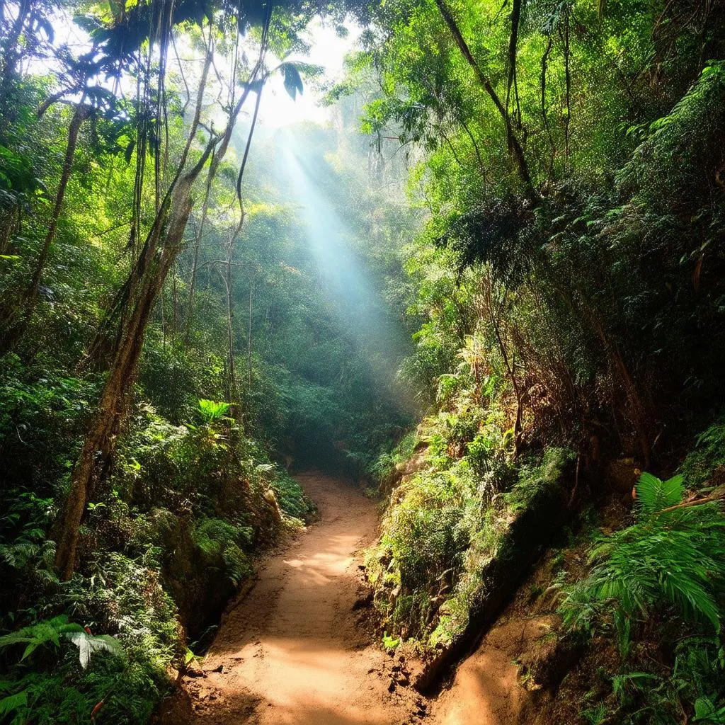 A lush tropical rainforest in Puerto Rico