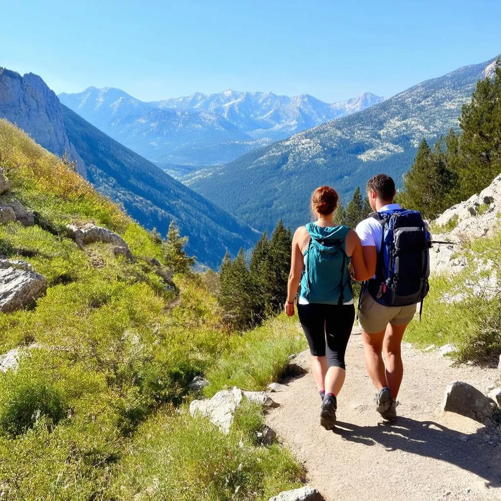 Couple Hiking in Spanish Mountains