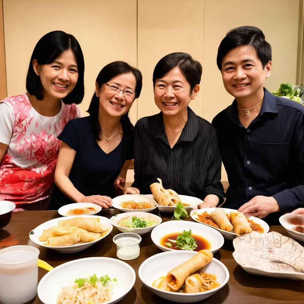 Family Enjoying Tet Meal