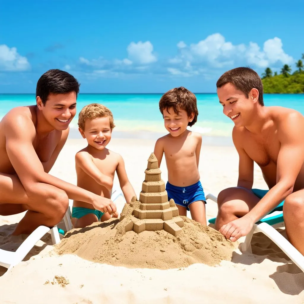 Family enjoying vacation on the beach