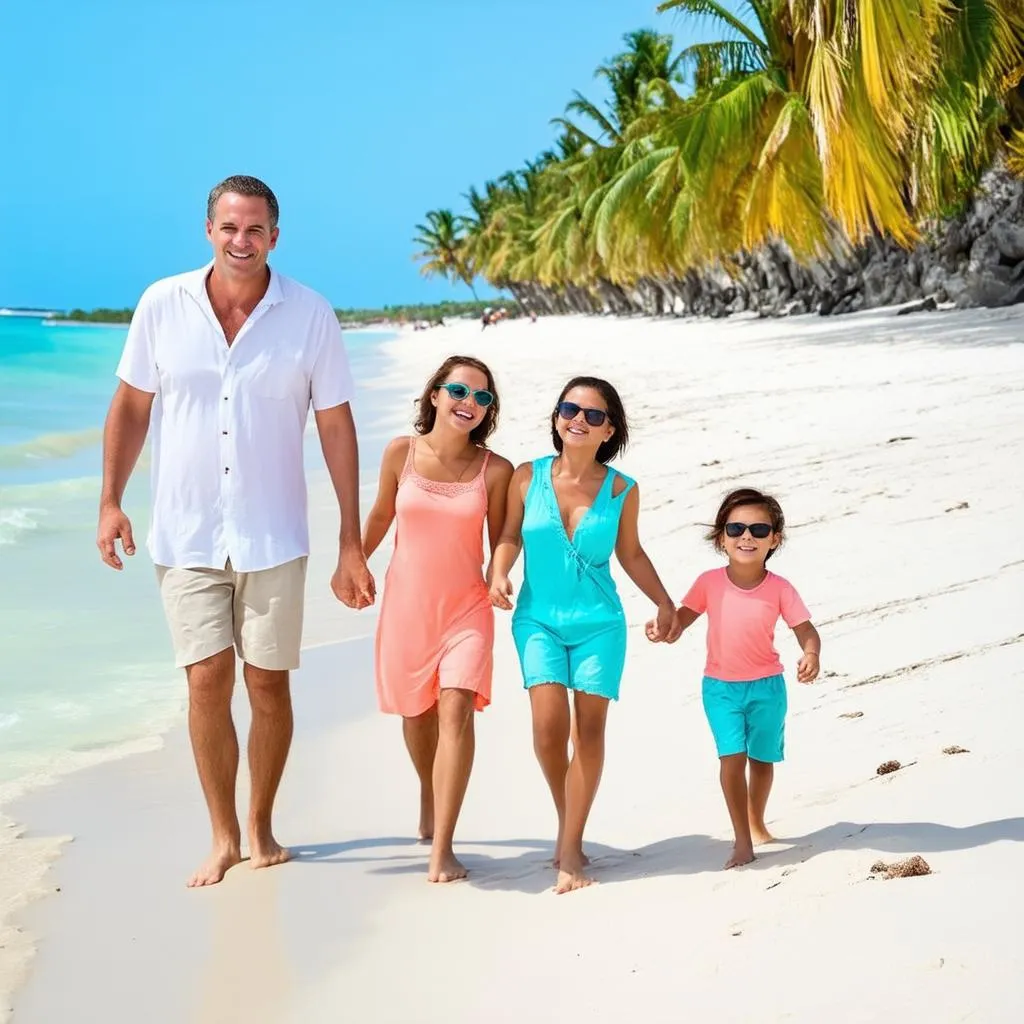 Family Enjoying Mexican Beach