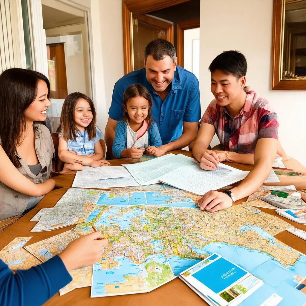 Family preparing for a trip