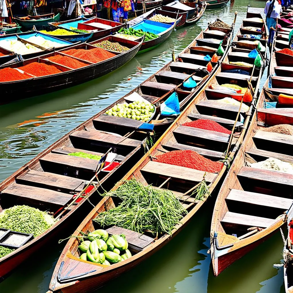 Bustling Floating Market