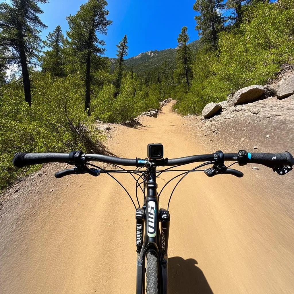 GoPro mounted on a mountain bike handlebar