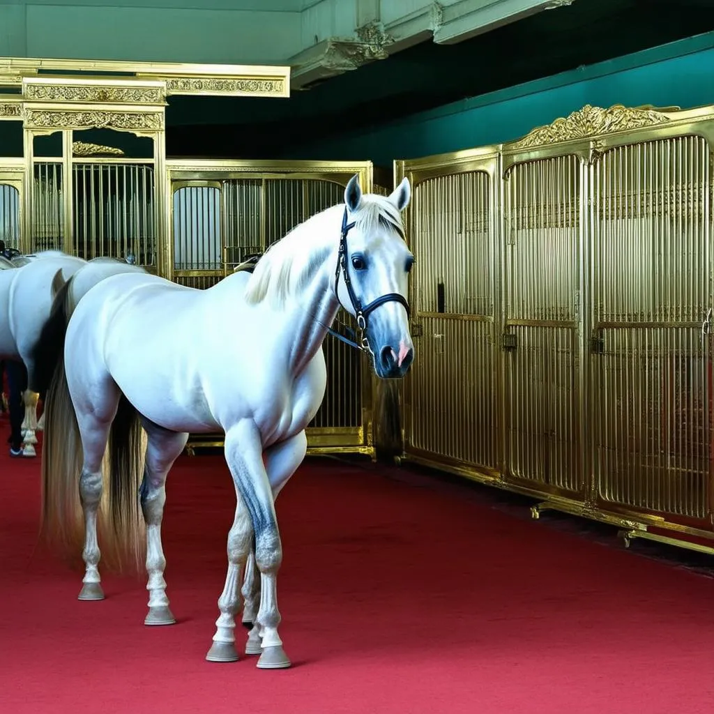 White horses in the Golden Horse Stable