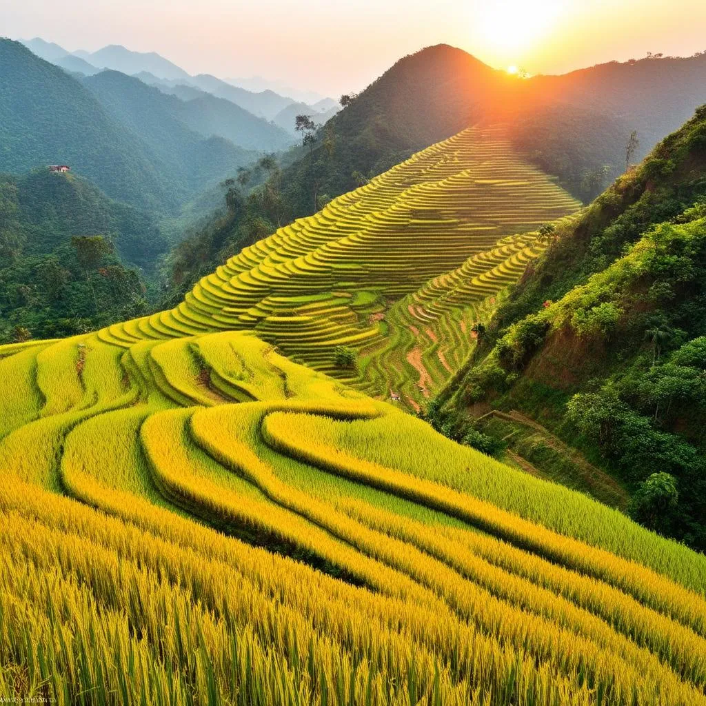 Golden Rice Terraces in Hoang Su Phi