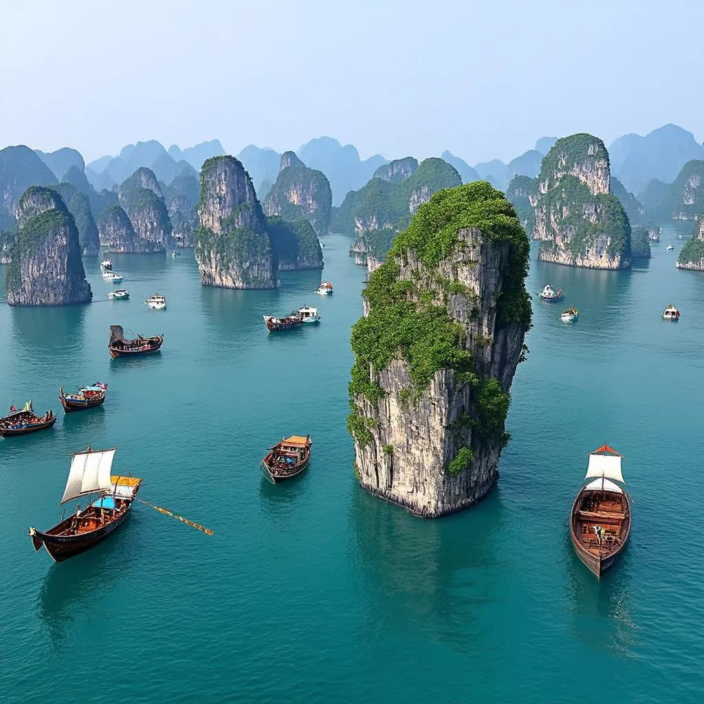 Scenic view of Ha Long Bay