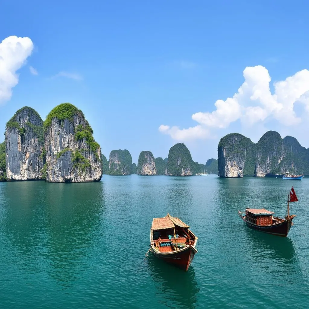 Scenic view of Ha Long Bay