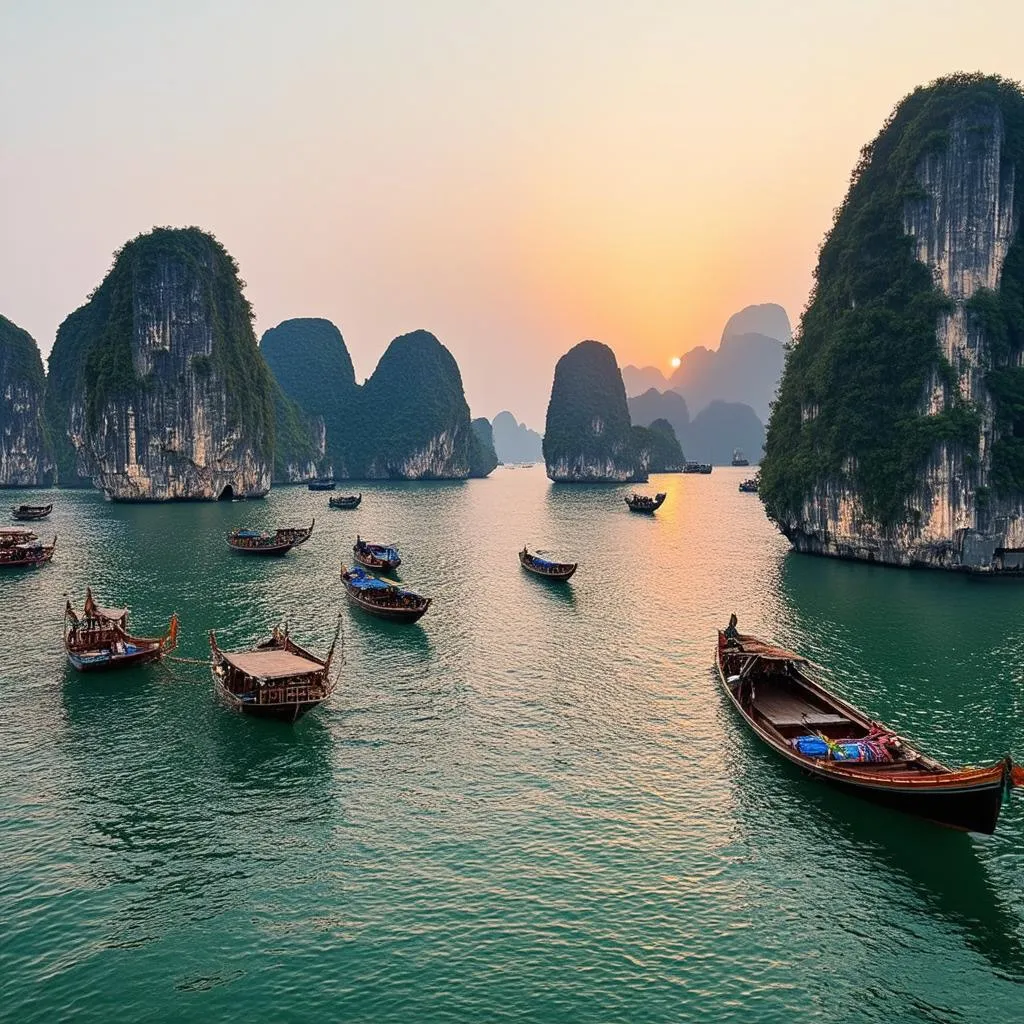 Picturesque view of Ha Long Bay