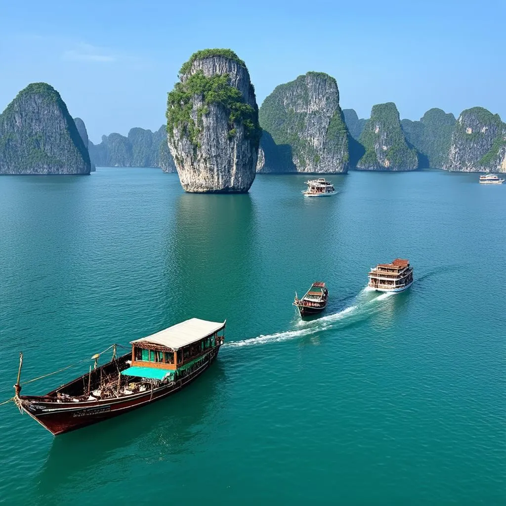 Scenic view of Halong Bay in Vietnam