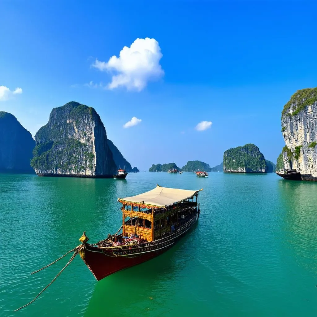 Scenic view of Halong Bay