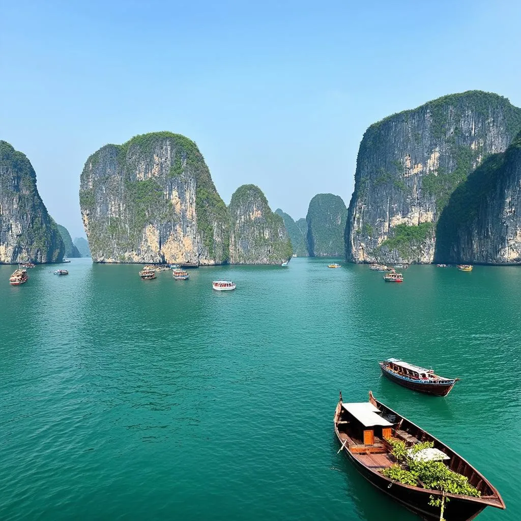 Scenic view of Halong Bay