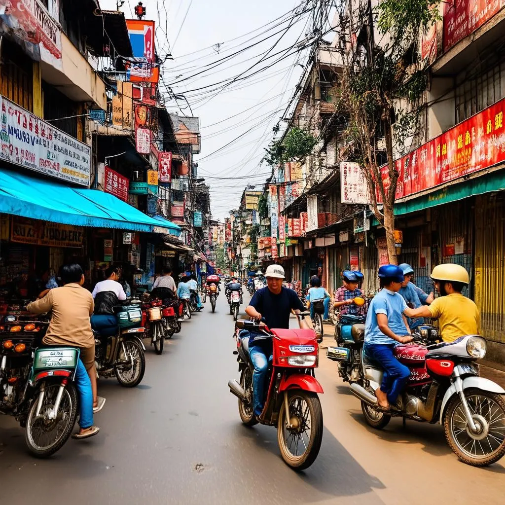 Bustling streets of Hanoi Old Quarter