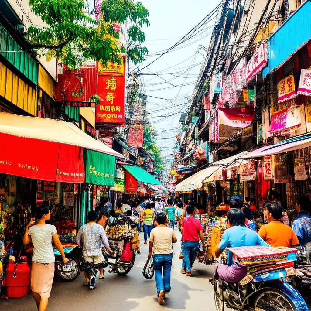 Bustling streets of Hanoi Old Quarter