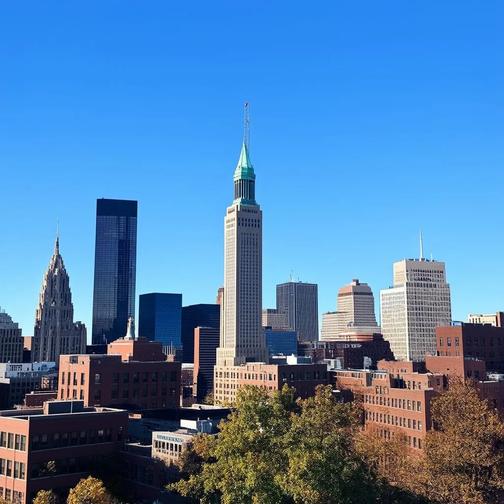 Cityscape of Hartford featuring the Travelers Tower