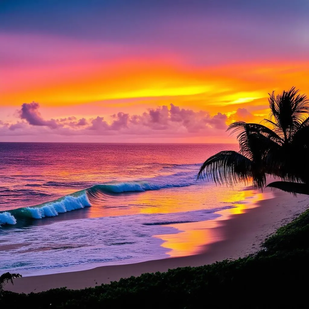 Sunset over Waikiki Beach