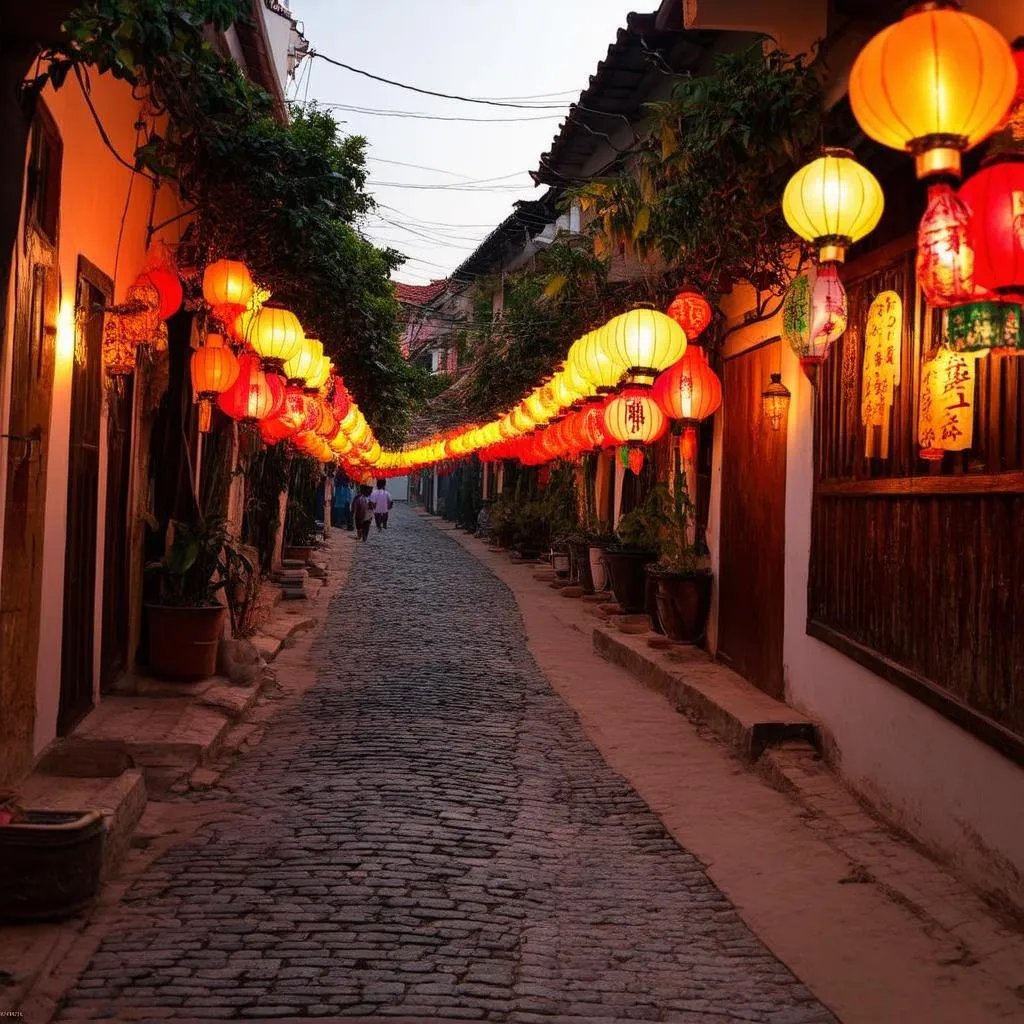 Lantern-lit street in Hoi An