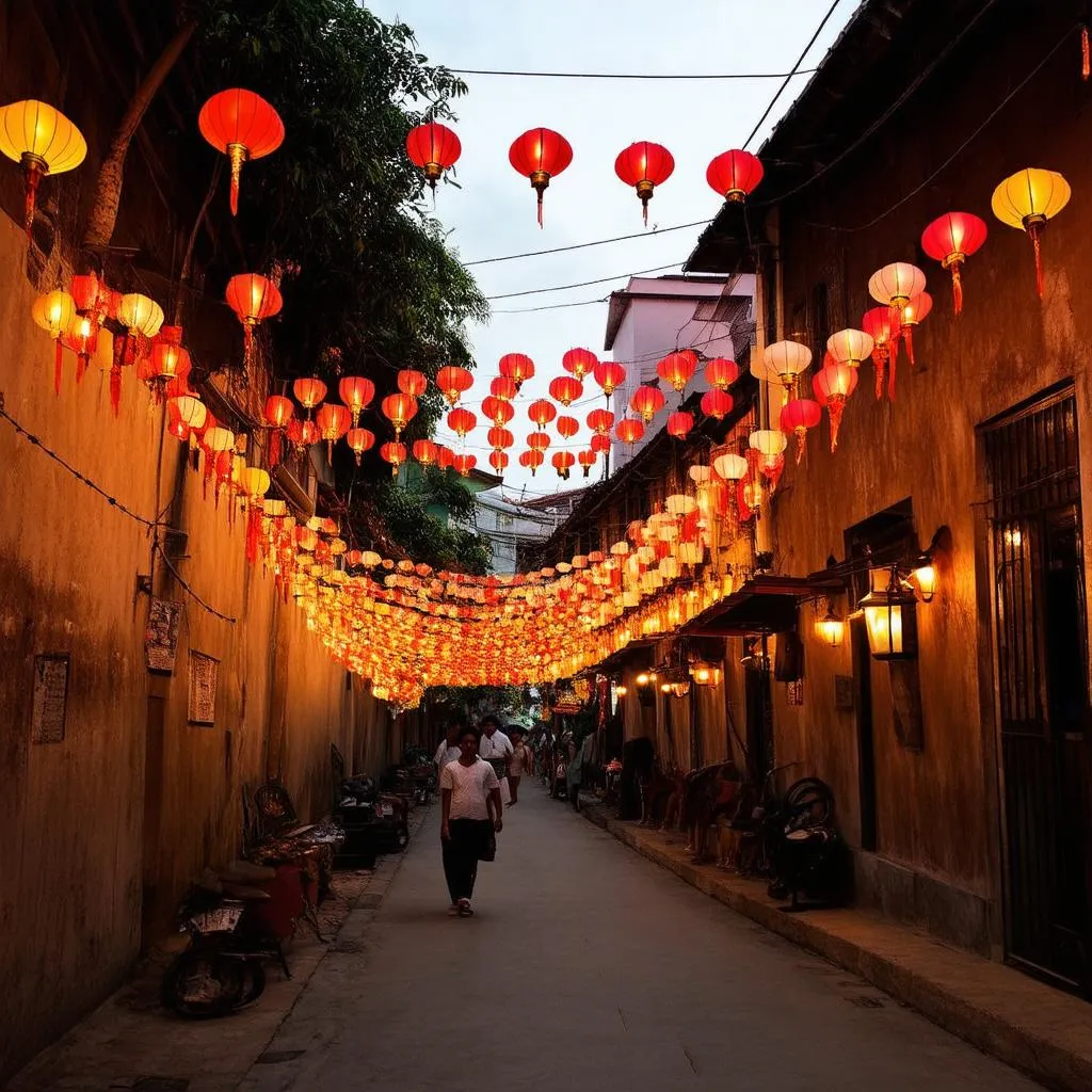 Lanterns illuminating the night