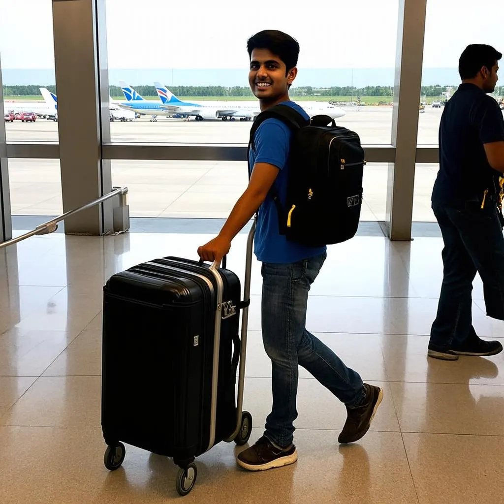 Indian student arriving in the USA